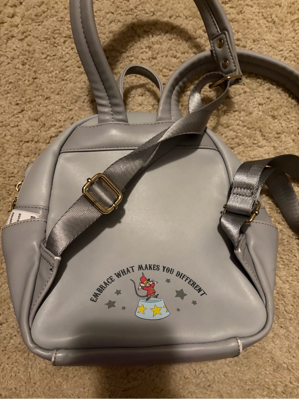 Loungefly rare Disney Grey Dumbo Mini Backpack with Pink Ears and Yellow Hat - Picture 2 of 4